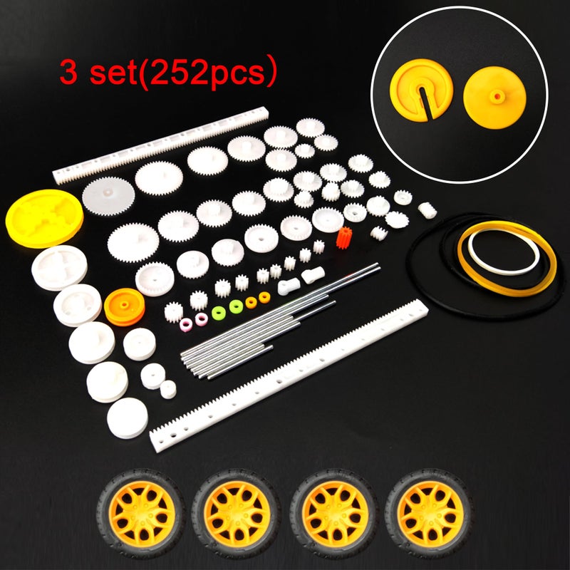 EUDAX 18 Set DC Motors Kit,Mini Electric 1.5-3V 24000RPM Hobby Motor with 252Pcs Plastic Gears,2 x AA Battery Holder,Wires for STEM DIY Toy - Image 3
